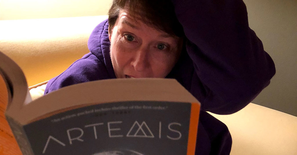 Kristin reading Artemis