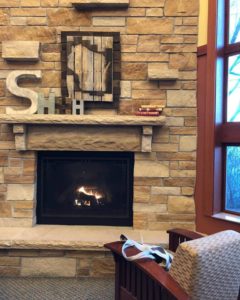 The Verona Public Library Quiet Room Fireplace