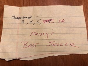 My father's note with "Krissy's Best Seller" written on it