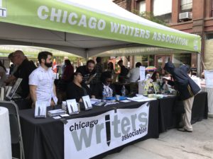 Photo of the Chicago Writers Association tent at Printers Row Lit Fest