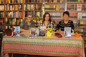 Kathleen Tresemer, Mary Lamphere, and Kristin at Mystery to Me Bookstore