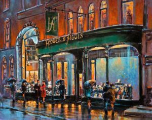 Painting of the exterior of Hodges & Figgis