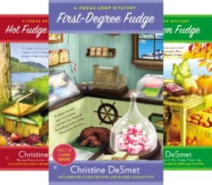 Covers of three of the Fudge Shop Mystery books