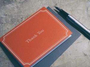 Thank you card with fountain pen