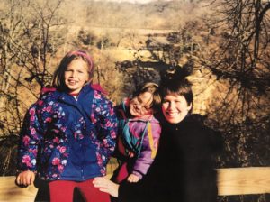 Caitlin, Jessica, and Kristin in the woods in late fall