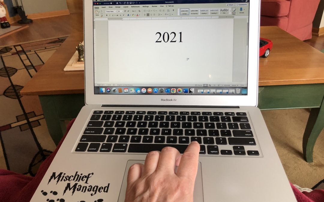 Kristin's computer opened showing the word "2021"