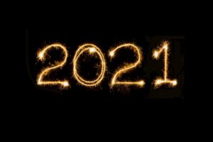 The number 2021 in sparkles