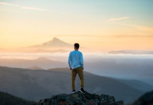 Man on a mountaintop