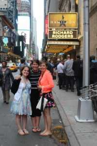 Kristin with her daughters at the Richard Rodgers Theatre