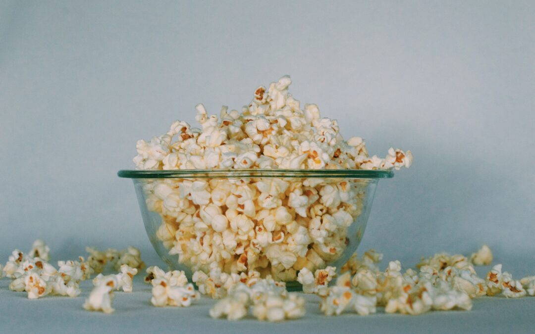 An overflowing bowl of popcorn