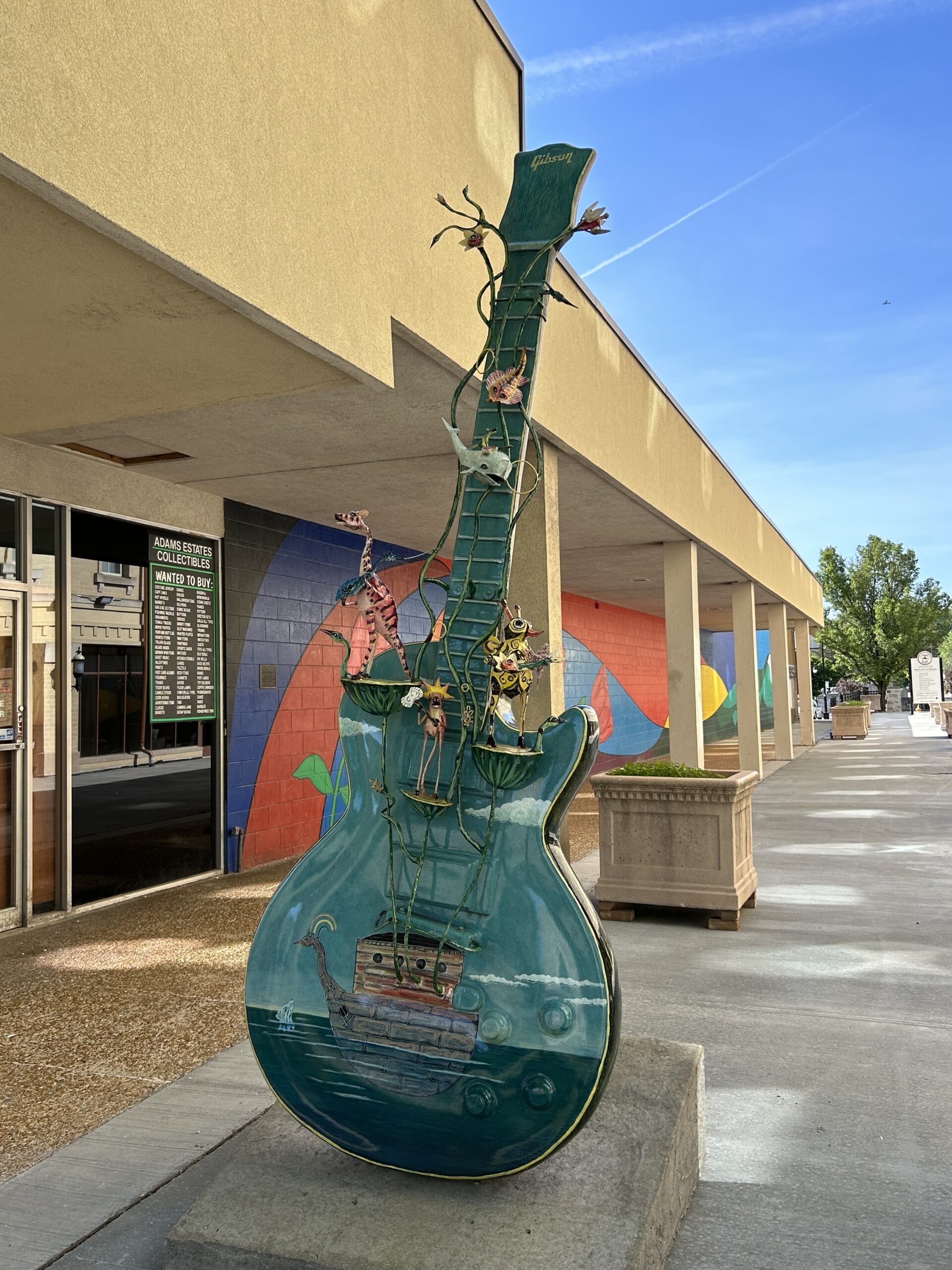 Green Guitar Sculpture