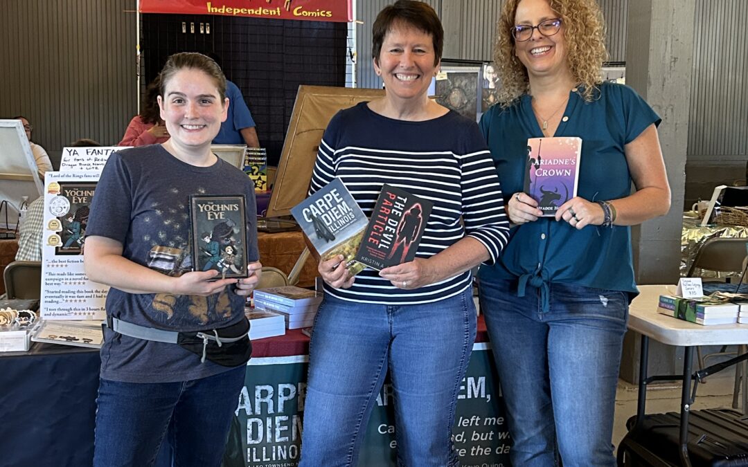 Abigail Morrison, Kristin Oakley, and Meadoe Hora holding their books